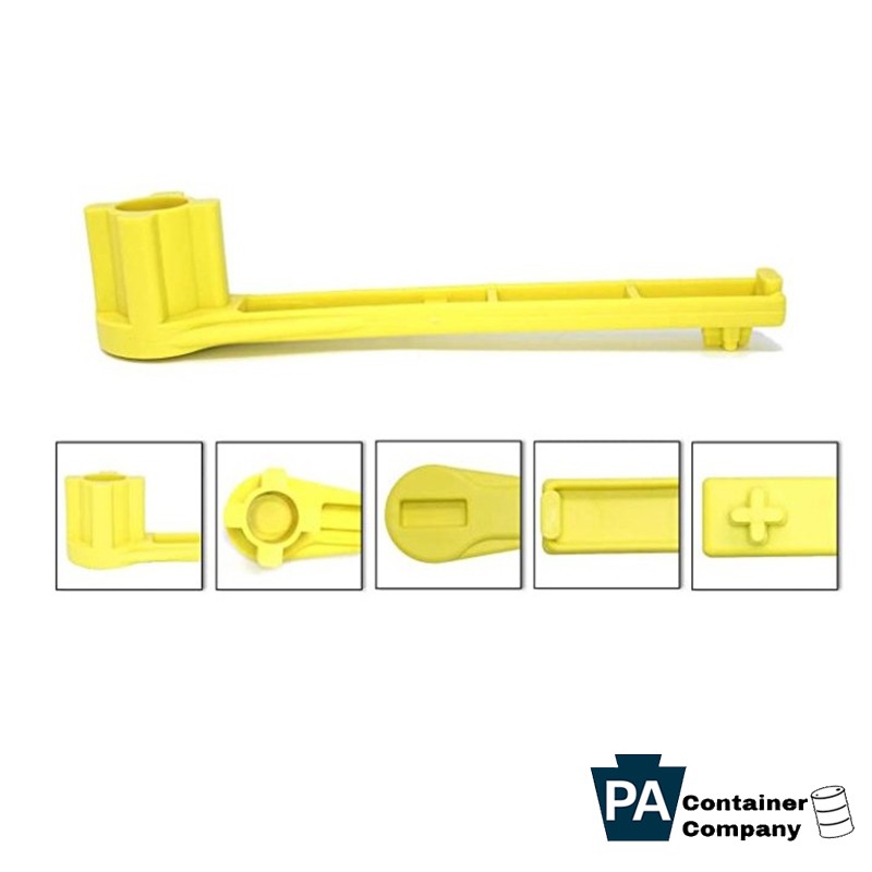 PA Container 4-in-1 Bung Wrench Non-Sparking Solid Drum Nut Wrench (yellow) pacontainer.com