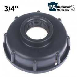 PA Container, coarse thread 150 275 330 gallon IBC tote valve hose adapter three quarter inch showing top, pacontainer.com